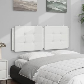Almofadão de cabeceira 140 cm couro artificial branco