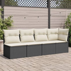 vidaXL Sofá de jardim com almofadões 4 lugares vime PE preto