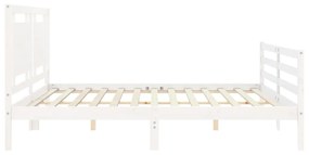 Estrutura de cama com cabeceira 200x200cm madeira maciça branco