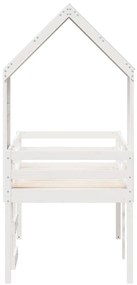 Cama alta com telhado 75x190 cm pinho maciço branco