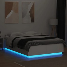 Estrutura cama c/ luzes LED 150x200 cm derivados madeira branco