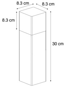 Candeeiro de pé para exterior preto com cúpula fumada 30 cm - Dinamarca Moderno