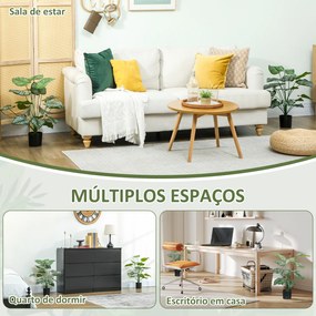 Conjunto de 2 Plantas Artificiais Decorativas 65 cm Plantas Artificiais com Vaso e Folhas para Interior Verde