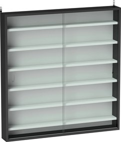 HOMCOM Vitrina de Parede em Madeira com Prateleiras Ajustáveis e 2 Portas Deslizantes de Vidro 80x9,5x83 cm Preto | Aosom Portugal