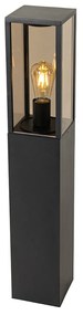 Candeeiro de pé para exterior preto com vidro fumê 80 cm IP44 - Charlois Moderno
