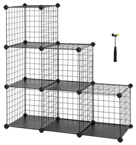 Estante modular com cubos de malha metálica. | SONGMICS | 93 x 31 x 93 cm | preto | LPI111H.