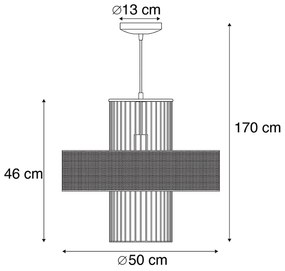 LED Candeeiro suspenso inteligente dourado com preto 50 cm incl. Wifi G95 - Tess Design