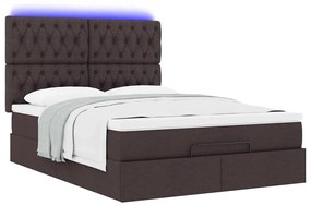 Estrutura cama otomana colchão 140x190cm tecido castanho escuro