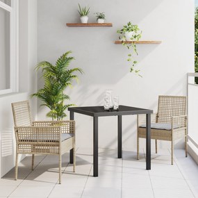 Conjunto de Jantar de Jardim com 3 Peças e Almofadas Bege em Vime Sint