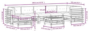 8 pcs conj. lounge jardim c/ almofadões madeira douglas maciça