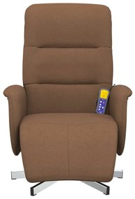 Cadeira de massagens reclinável c/ apoio de pés tecido castanho