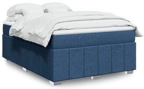 vidaXL Cama com molas/colchão 160x200 cm tecido azul