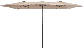 Guarda-sol Duplo 426x265cm Grande com Manivela Proteção Solar UV e Teto Ventilado Guarda-sol para Jardim Praia Café