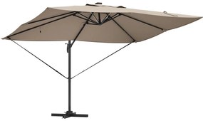 Parasol Roma de braço articulado com LEDs Taupe 352x251x265 cm Alumíni