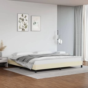 Estrutura de cama 200x200 cm couro artificial cor creme