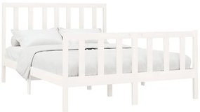 Cama sem colchão 160x200 cm madeira de pinho maciça branco