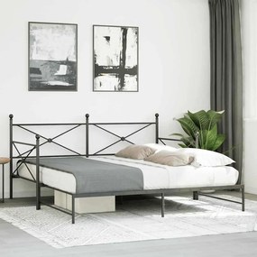 Cama de dia com gavetão sem colchão 100x200 cm aço preto