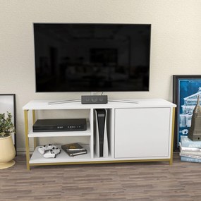 Móvel TV Neola – Dourado e Branco – 120 cm x 35,3 cm x 50,8 cm