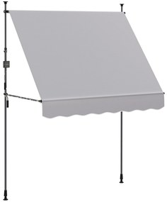 Outsunny Toldo Manual Retráctil 2x1,2 m Toldo Exterior Enrolável Altura Ajustável com Manivela 210-310 cm Proteção UV30+ Cinzento