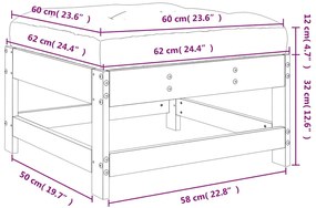 Apoio de pés p/ jardim c/ almofadão pinho maciço branco