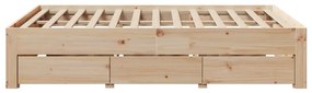 Cama sem colchão com gavetas 150x200 cm madeira de pinho maciça