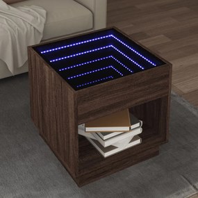 vidaXL Mesa de centro luzes LED Infinity 50x50x50 cm carvalho castanho