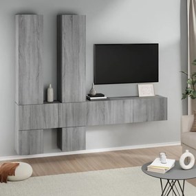 vidaXL Móvel p/ TV montagem na parede madeira processada sonoma cinza