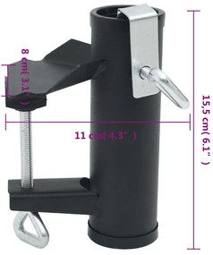 Grampos de guarda-sol para varanda 2 pcs 25-38 mm aço