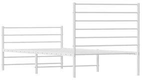 Estrutura de cama com cabeceira e pés 90x200 cm metal branco