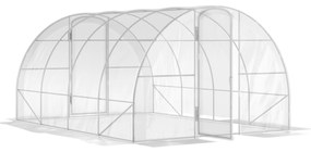 Outsunny Estufa de Túnel 395x295x195 cm Estufa de Exterior Jardim com 2 Portas Estufa para Horticultura com Teto Arredondado Transparente | Aosom Portugal