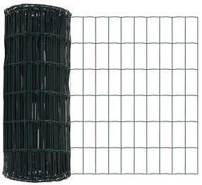 Cerca Euro com 13 postes, 0,6 x 25 m em aço galvanizado verde