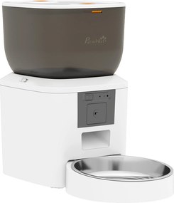 PawHut Dispenser Automático de Ração para Gatos e Cães 4L WiFi 2.4G, Controle por App com Câmera, Tigela, Branco | Aosom Portugal