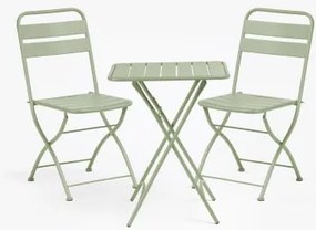 Conjunto De Mesa Quadrada 60x60 Cm Dobrável E 2 Cadeiras De Cozinha Dobráveis Em Aço Janti Iceberg - Sklum