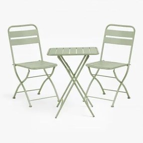 Conjunto De Mesa Quadrada 60x60 Cm Dobrável E 2 Cadeiras Dobráveis Em Aço Janti Iceberg - Sklum