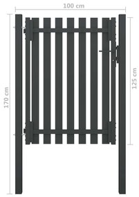Portão de cerca para jardim 1x1,7 m aço antracite