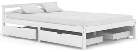 vidaXL Estrutura de cama com 4 gavetas 140x200 cm pinho maciço branco