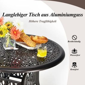 Mesa de jardim redonda  com orifício para guarda-sol Ø 90 cm, em alumínio fundido