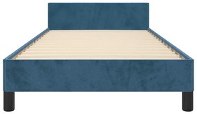 Estrutura de cama sem colchão 100x200 cm veludo azul-escuro