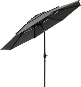 Outsunny Guarda-Sol Inclinável para Jardim Ø 2,85x2,52 m com Manivela e 2 Respiradouros Tecido 180 g/m² Cinza | Aosom Portugal