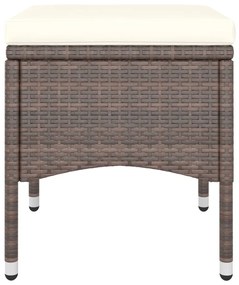 4 pcs conjunto de cadeiras e bancos de jardim vime PE castanho