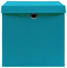 Caixas de arrumação com tampas 10 pcs 28x28x28 cm azul-bebé