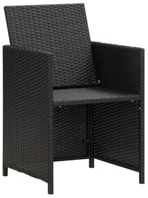 Cadeiras de jantar p/ jardim com almofadões 4 pcs vime PE preto