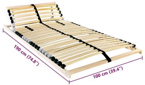 Base de ripas com cabeceira Manual Castanho 100 x 190 cm Madeira