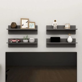 vidaXL Estantes de parede 4 pcs 60x11,5x18 cm contraplacado cinzento