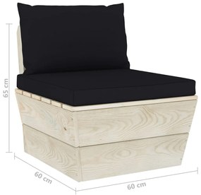 6 pcs conjunto lounge de paletes + almofadões madeira de abeto