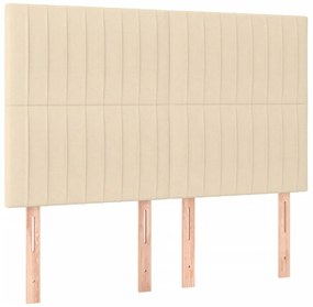 Estrutura de cama sem colchão 140x190 cm tecido cor creme