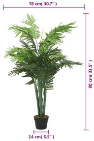 Palmeira artificial 18 folhas 80 cm verde