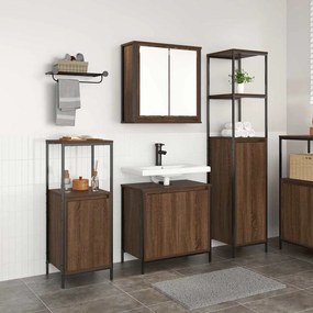 vidaXL Conjunto de Móveis para Banheiro 3 pcs Marrom carvalho e Preto