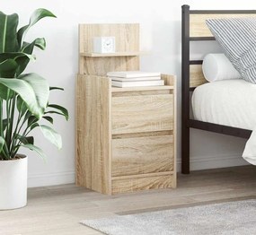 Mesa de cabeceira com 2 gavetas 38x34x80 cm carvalho sonoma
