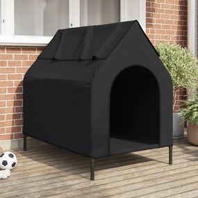 Casa para Cão Preto Tecido Oxford e Aço